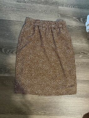 J. Crew Brown Dot Print Midi Skirt